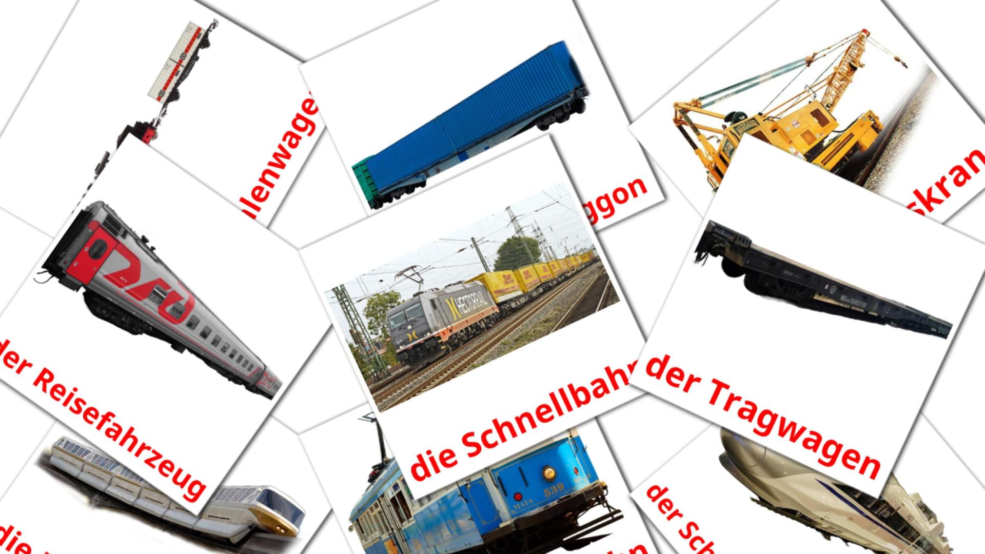 Transporte ferroviario - tarjetas de vocabulario en alemán