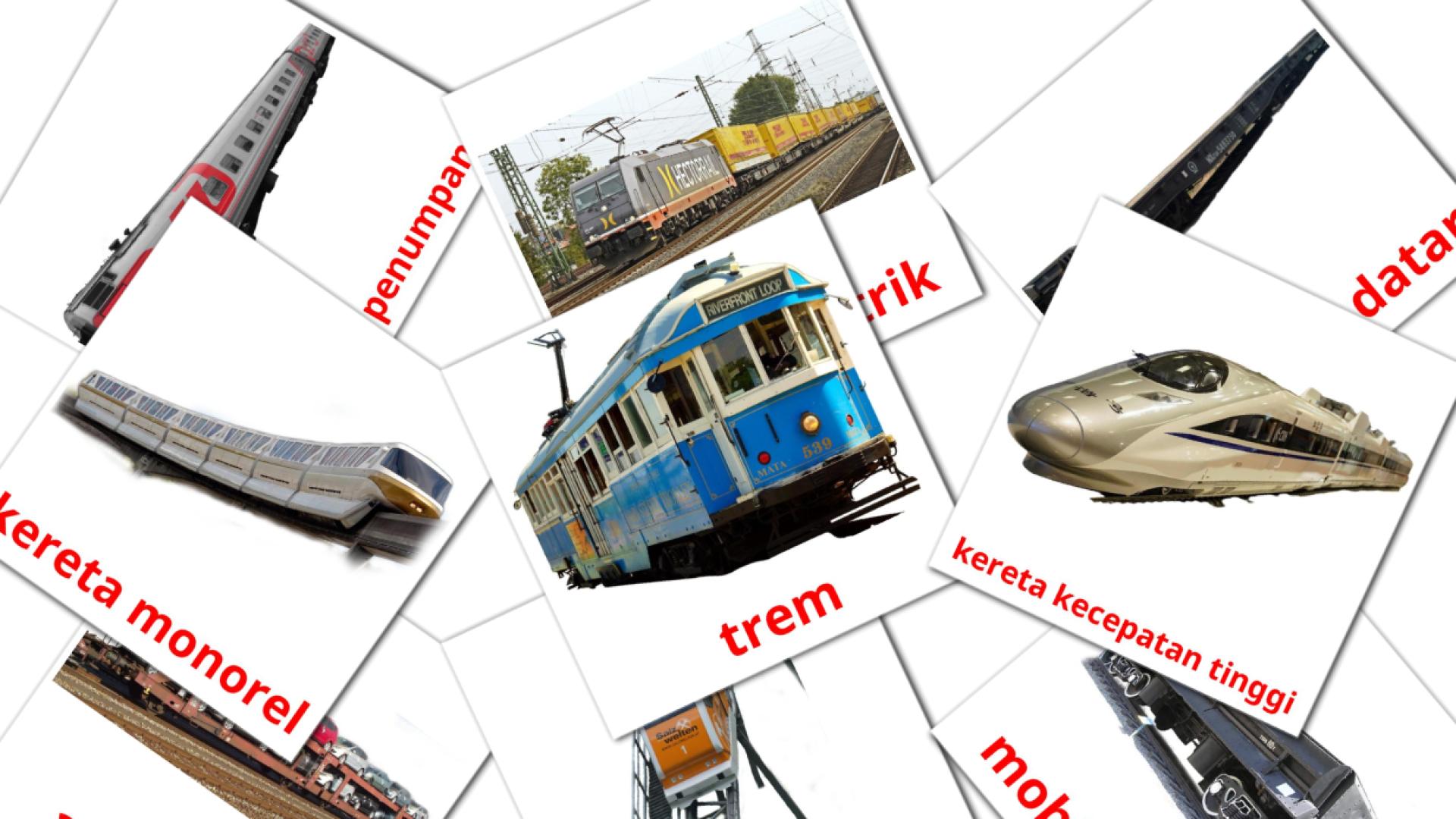 18 Bildkarten für Transportasi Rel