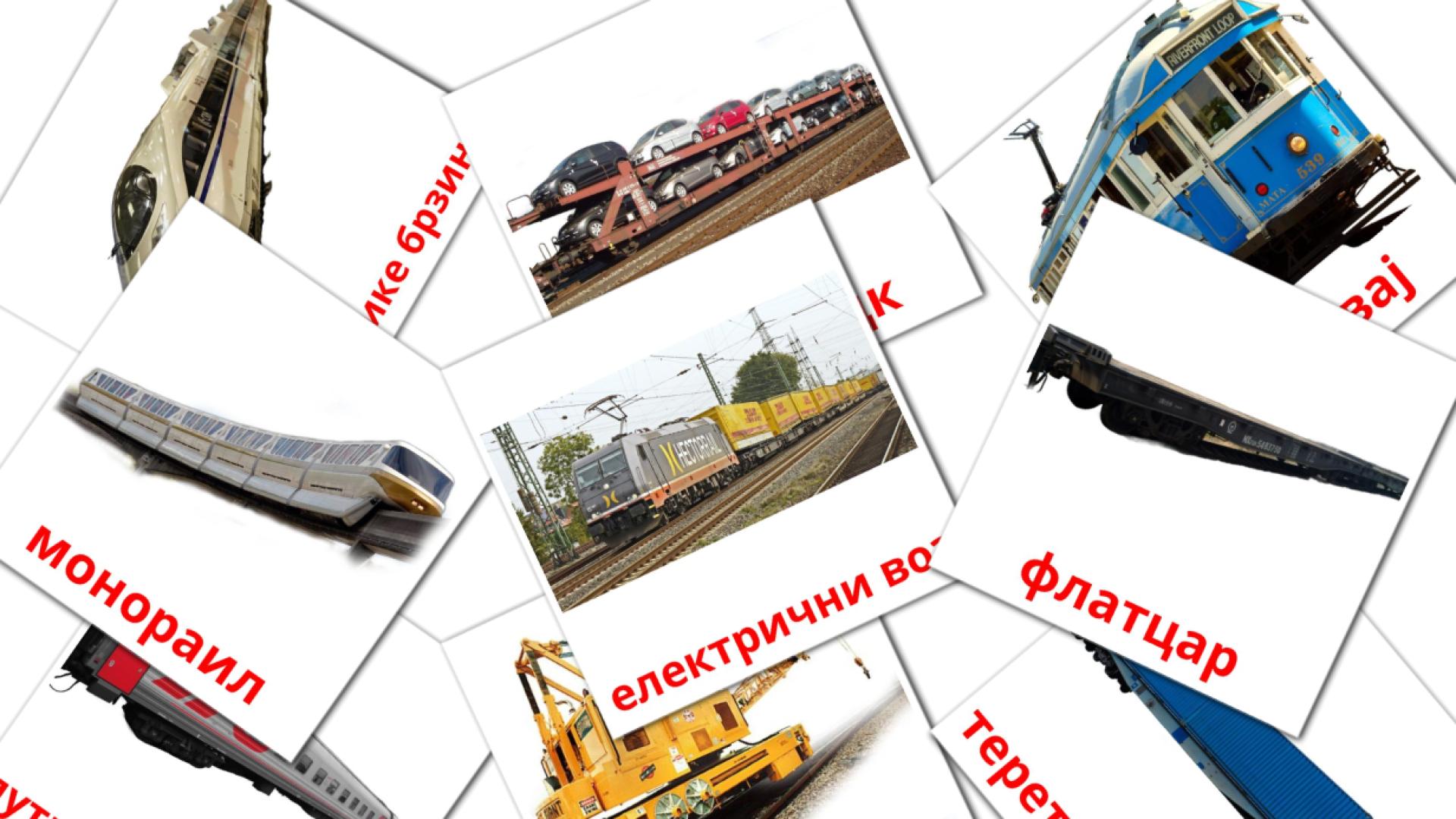 18 tarjetas didacticas de Железнички транспорт