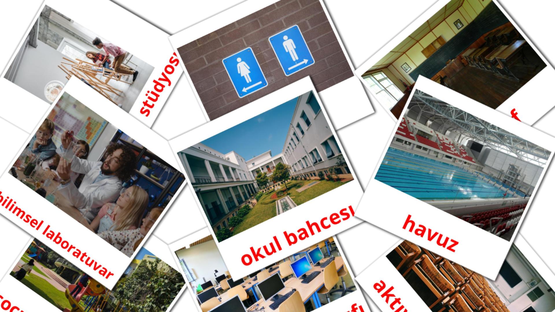 17 Bildkarten für Okul binası