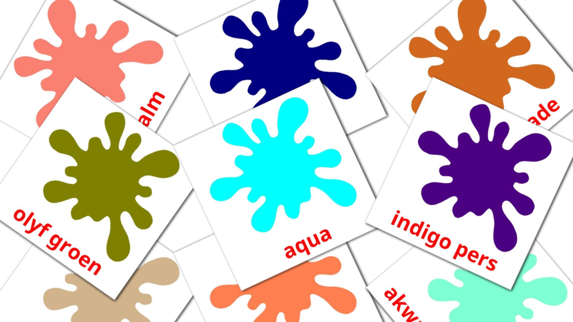 Colores secundarios - tarjetas de vocabulario en afrikáans