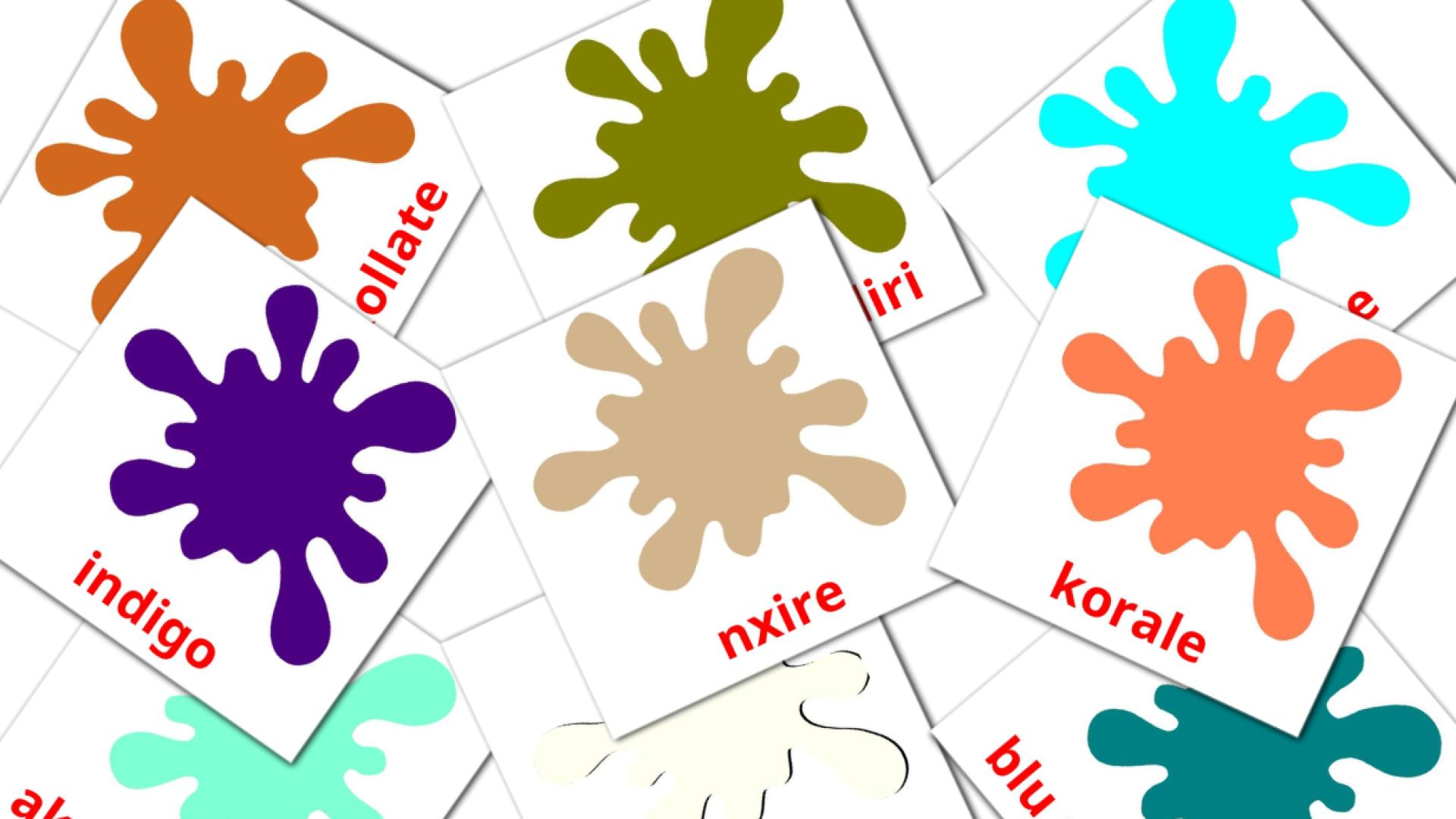 Colores secundarios - tarjetas de vocabulario en albanés