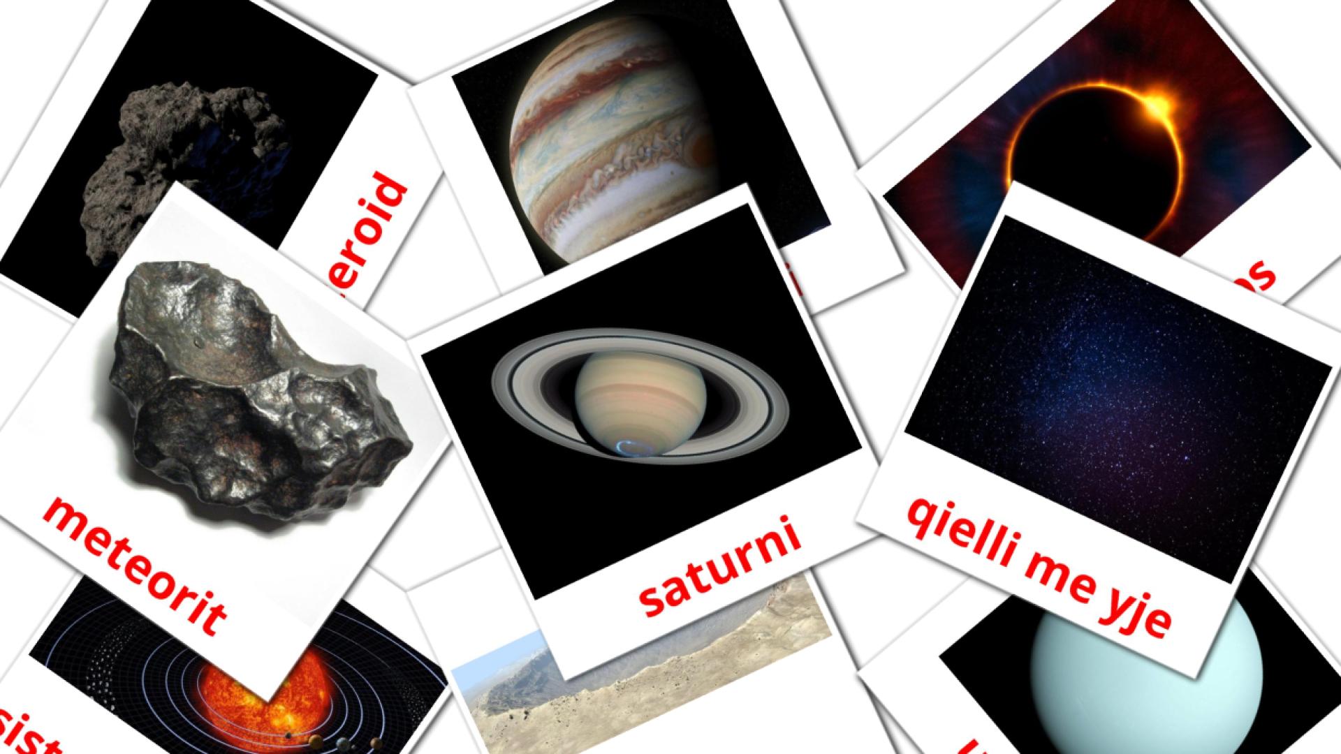 Sistema solar - tarjetas de vocabulario en albanés