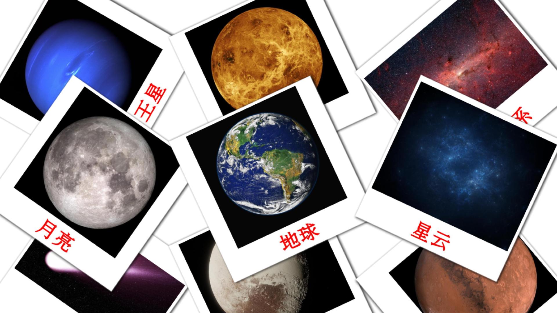 21 tarjetas didacticas de 太阳系