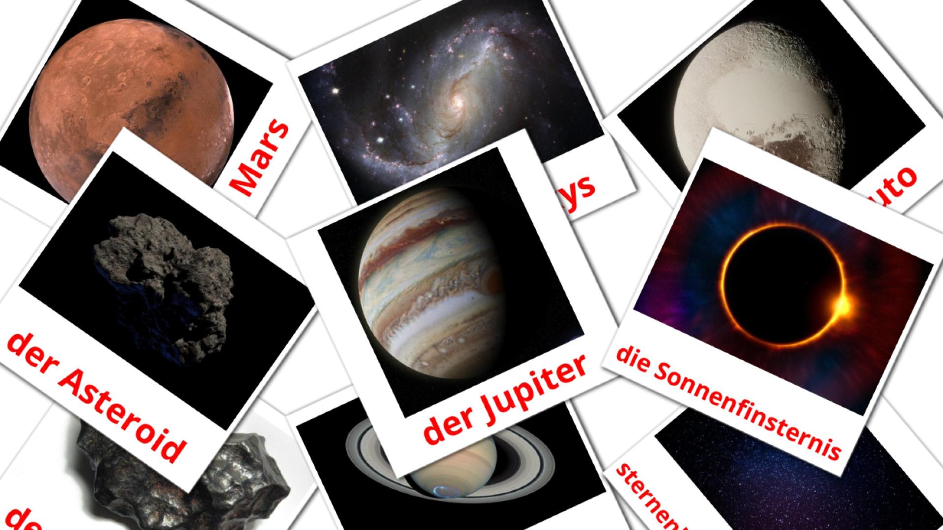 Sistema solar - tarjetas de vocabulario en alemán