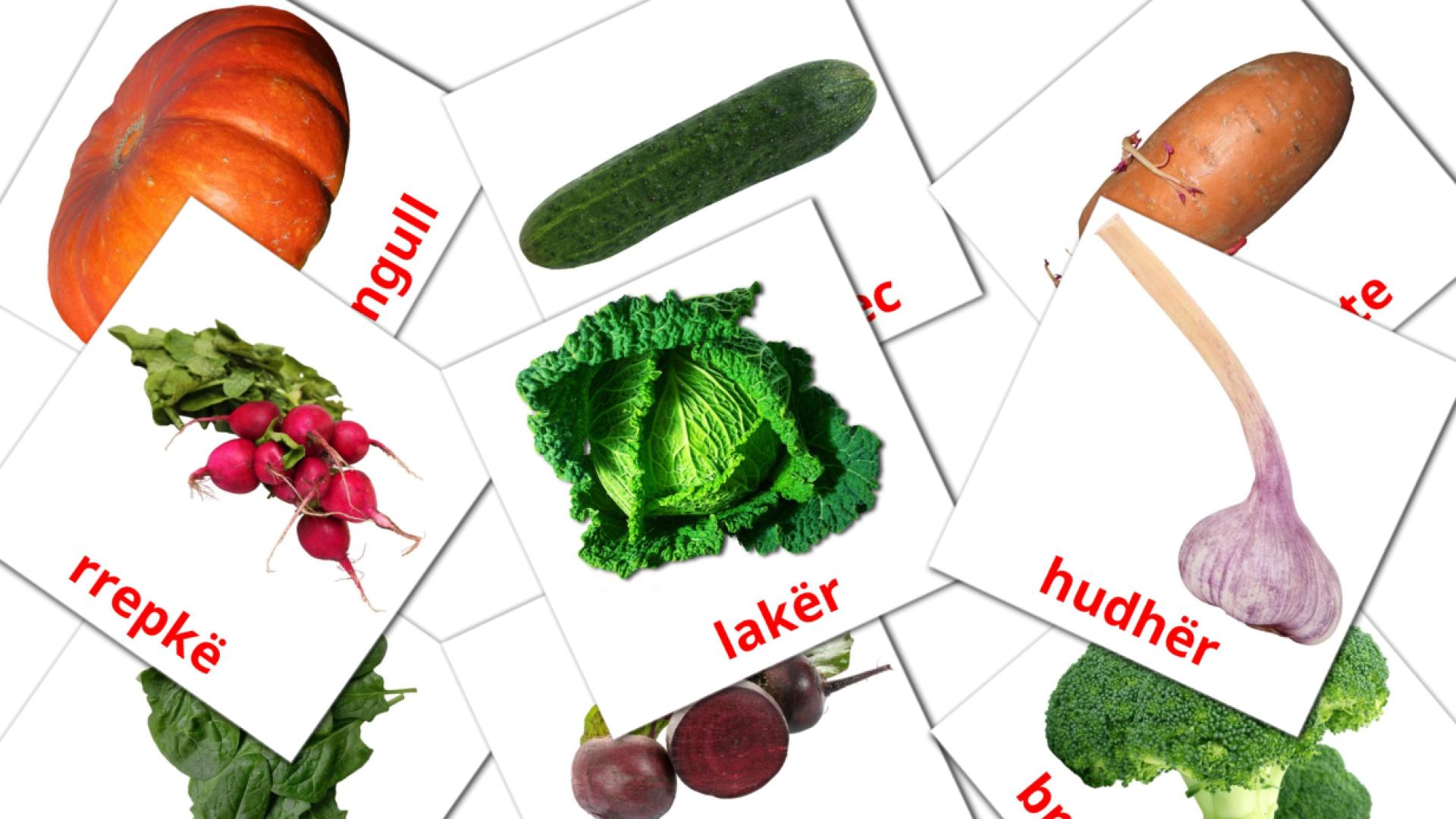 Legumes - Cartões de vocabulário albanês