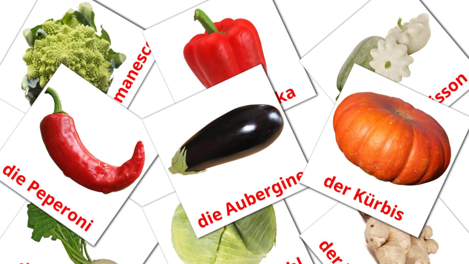29 Bildkarten für Gemüse