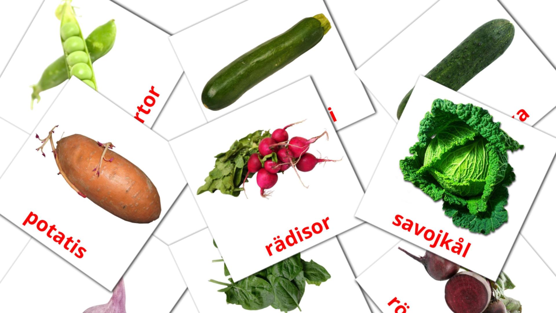 29 Bildkarten für Grönsaker