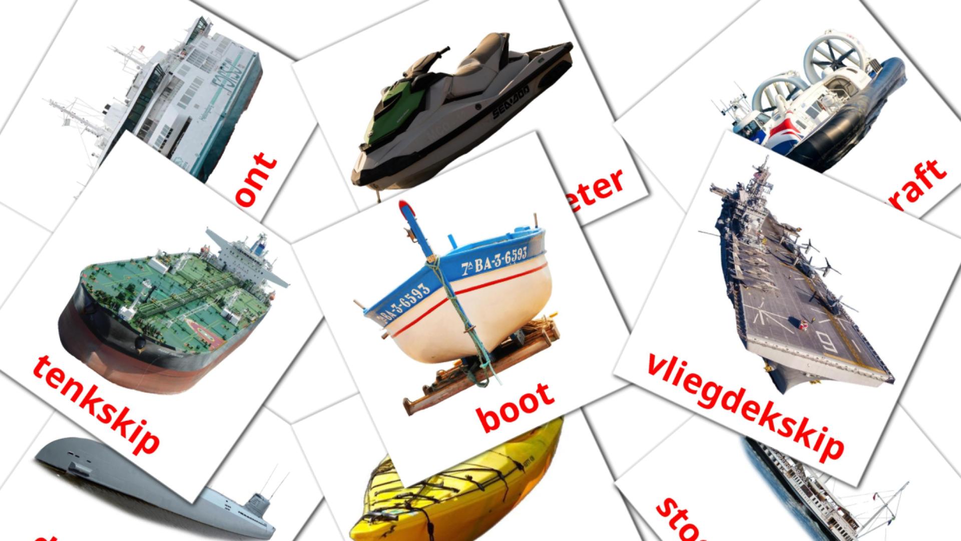 Watertransport - afrikaanse woordenschatkaarten