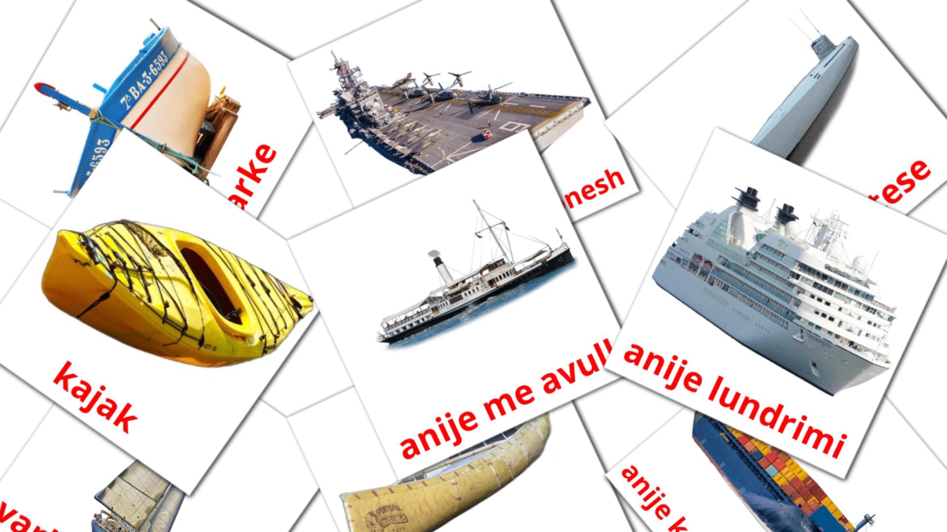 Transporte Aquático - Cartões de vocabulário albanês