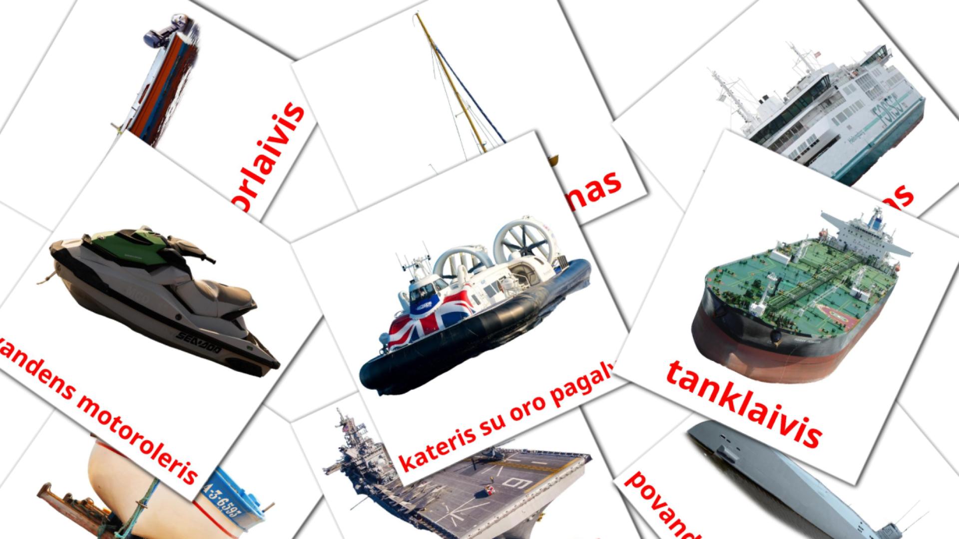 18 tarjetas didacticas de Vandens transportas