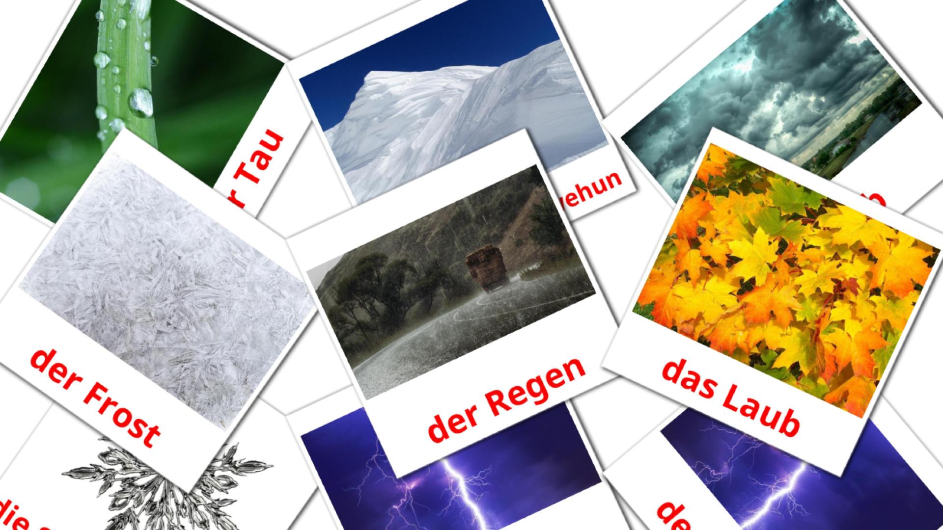 Meteorología y clima - tarjetas de vocabulario en alemán